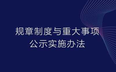规章制度与重大事项公示实施办法